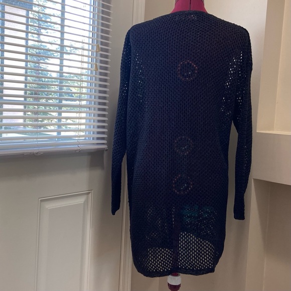 Model France women black mesh long sleeves cardigan. Size L/XL. Used. - Picture 4 of 8